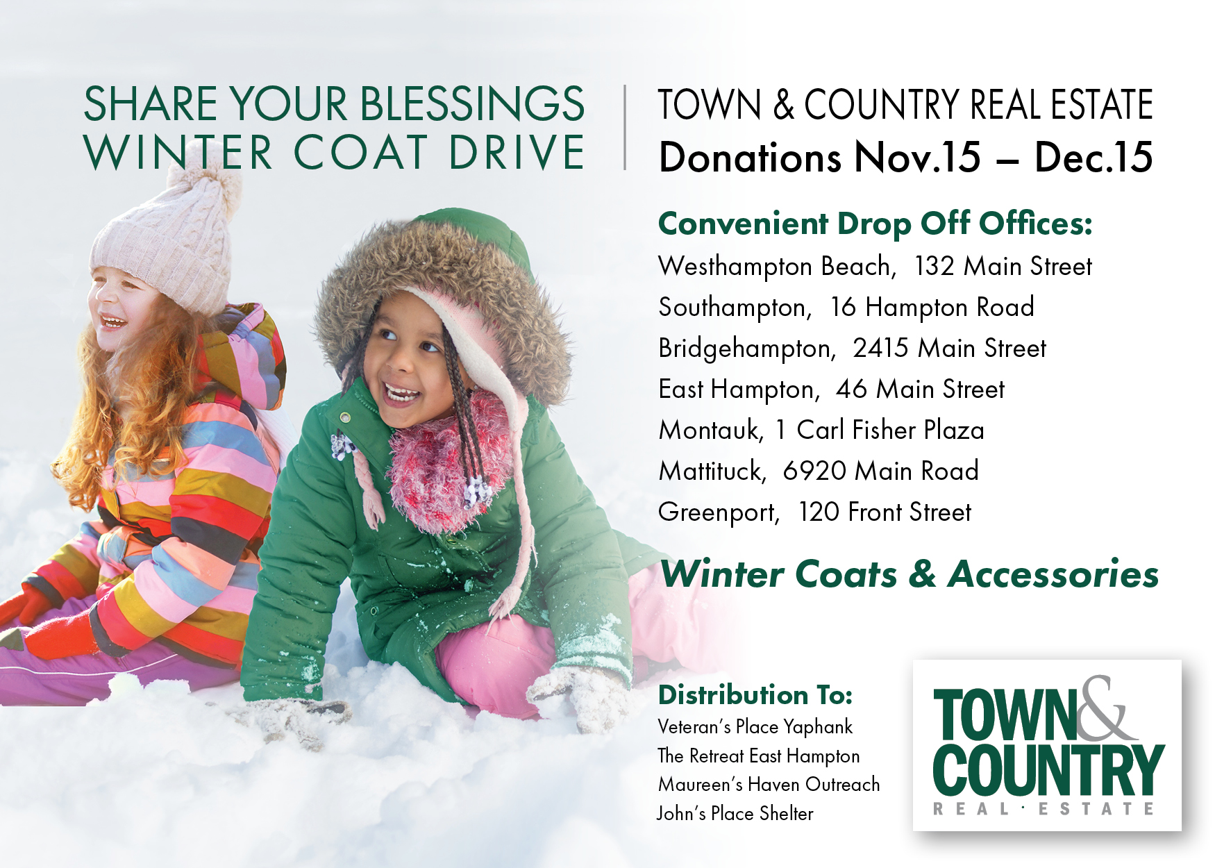 , &#8220;Share Your Blessings&#8221; Winter Coat Drive, Town &amp; Country Real Estate