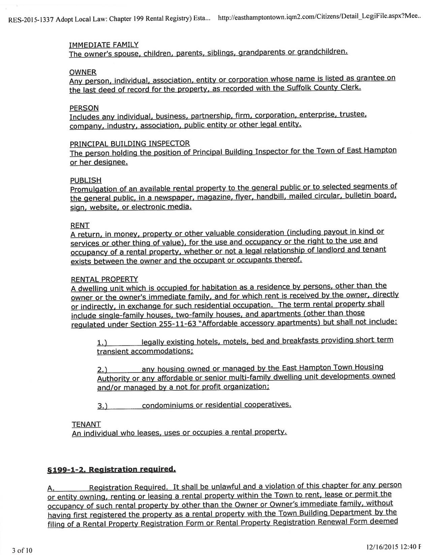 , NEW EAST HAMPTON TOWN RENTAL REGISTRY LAW, Town &amp; Country Real Estate