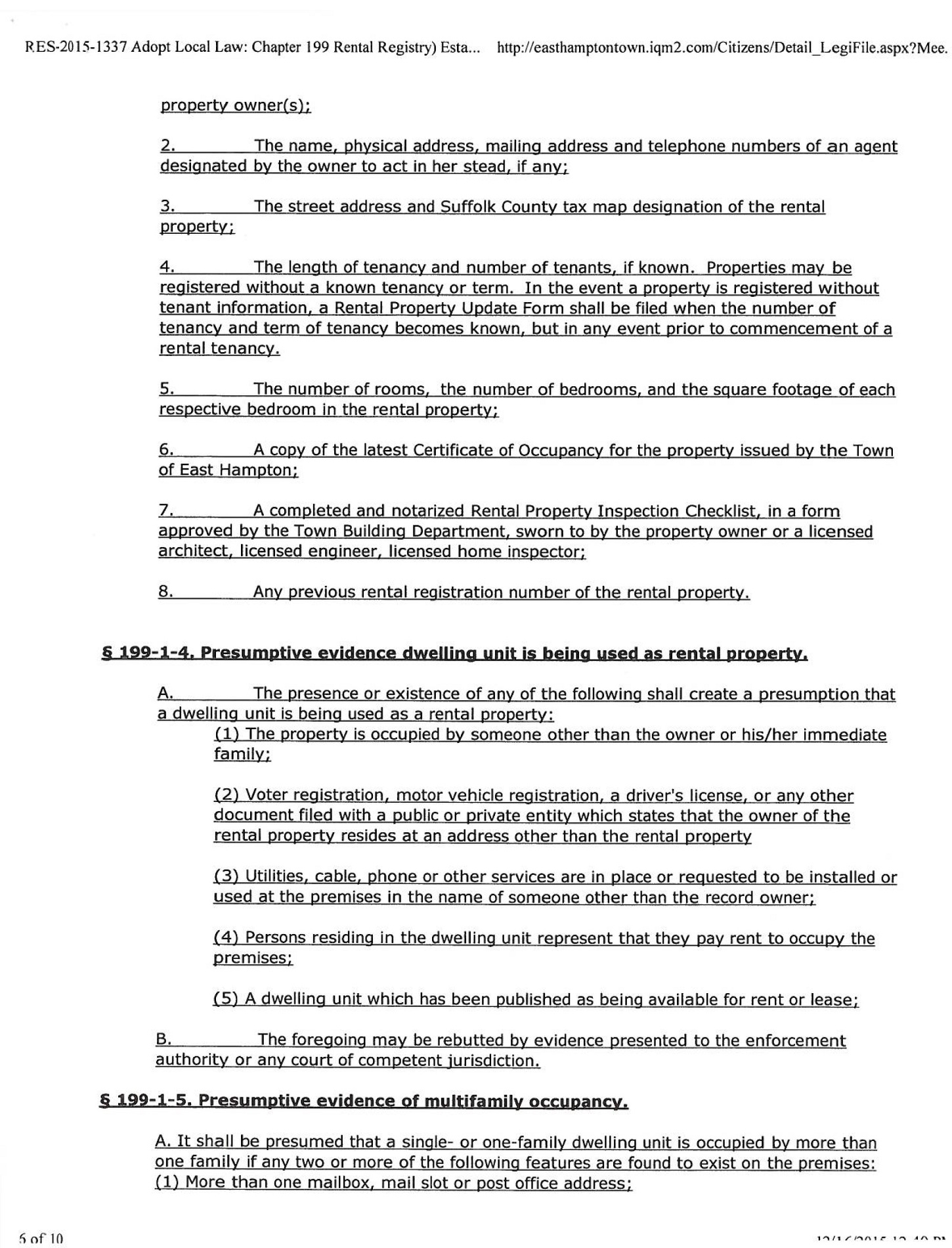 , NEW EAST HAMPTON TOWN RENTAL REGISTRY LAW, Town &amp; Country Real Estate