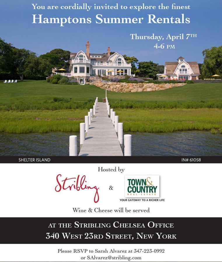 , Join Us For A Hamptons &#038; North Fork Summer Rentals Preview Party In NYC, Town &amp; Country Real Estate
